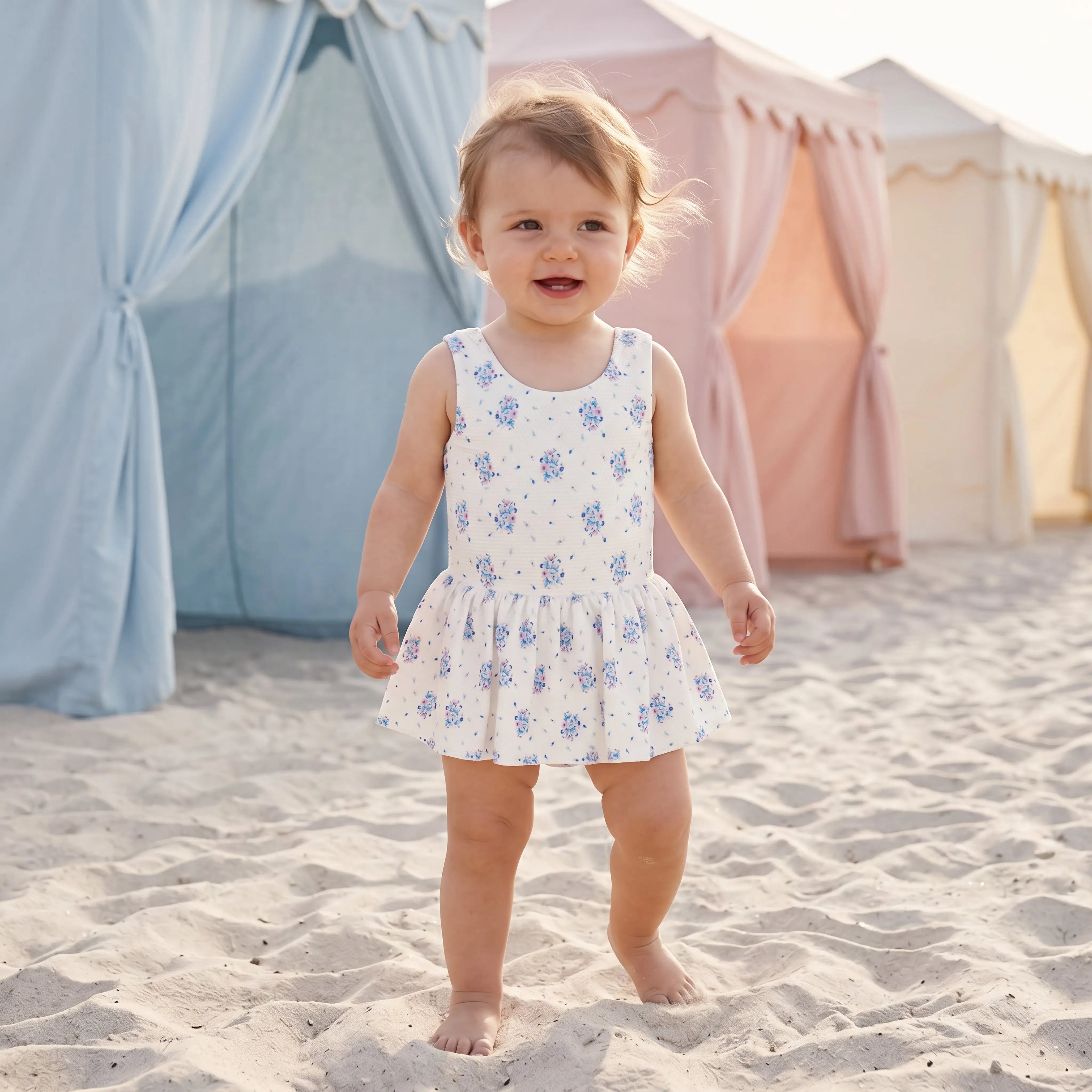 Kalinda Cream Flower Dunes One-Piece Swimsuit for Girls LOUISE MISHA