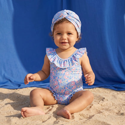 Andrea Blue Hibiscus Bay One-Piece Swimsuit for Girls LOUISE MISHA