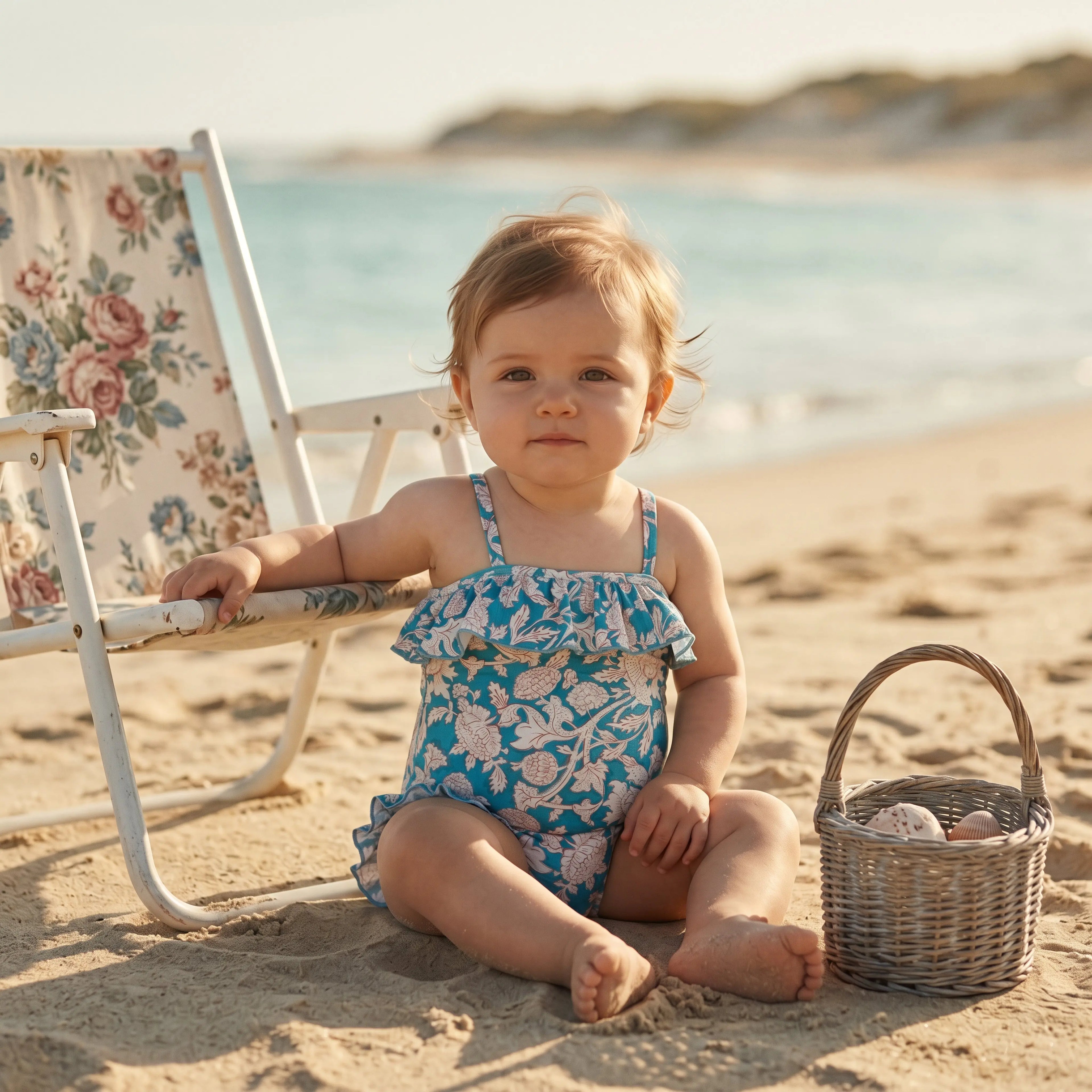 Jovana Blue Mountain Avens One-Piece Swimsuit for Girls LOUISE MISHA