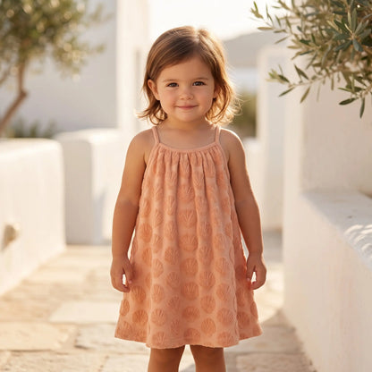Girls Shell Coral Embossed Terry Dress YELL OH!