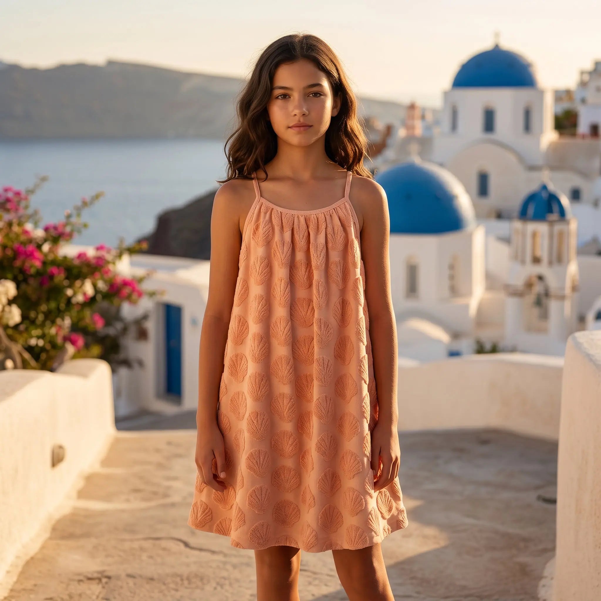 Girls Shell Coral Embossed Terry Dress YELL OH!
