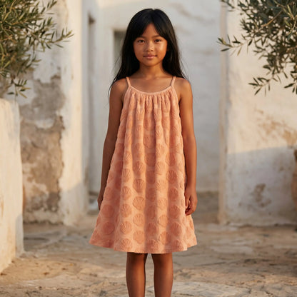 Girls Shell Coral Embossed Terry Dress YELL OH!