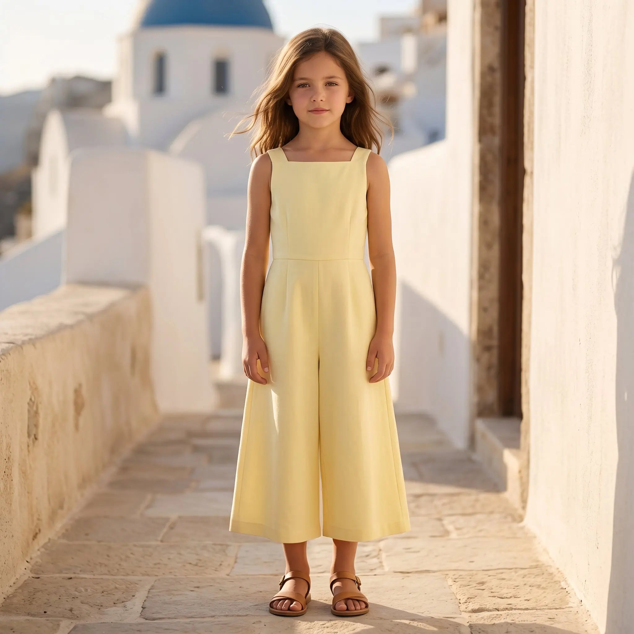 Girls Sunshine Tencel &amp; Linen Jumpsuit with Side Bows YELL OH!