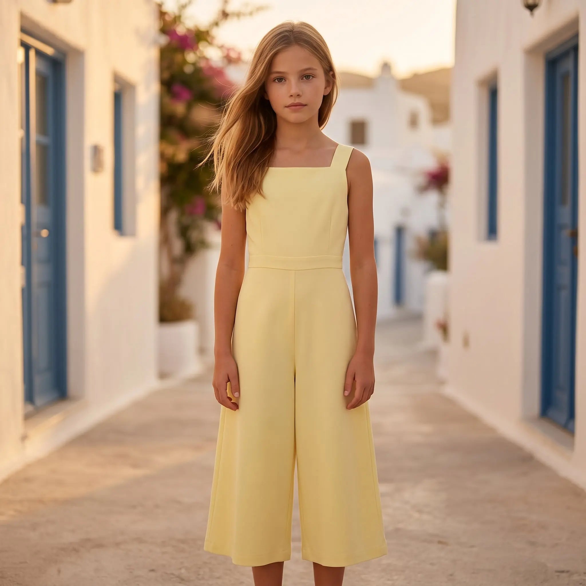 Girls Sunshine Tencel &amp; Linen Jumpsuit with Side Bows YELL OH!