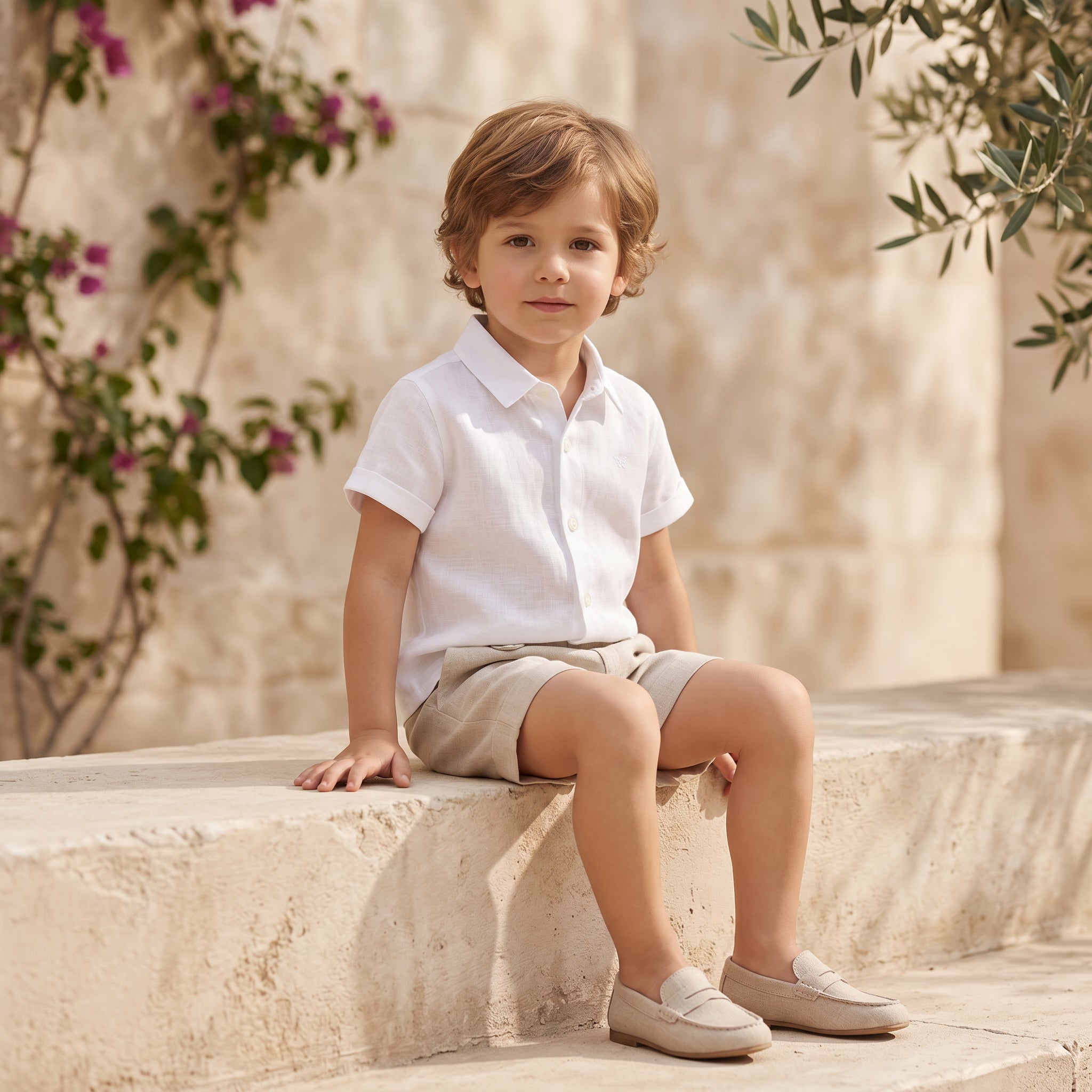 Boys White Linen Shirt