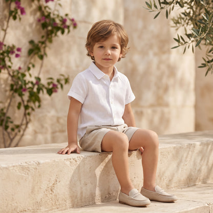 Boys White Linen Shirt