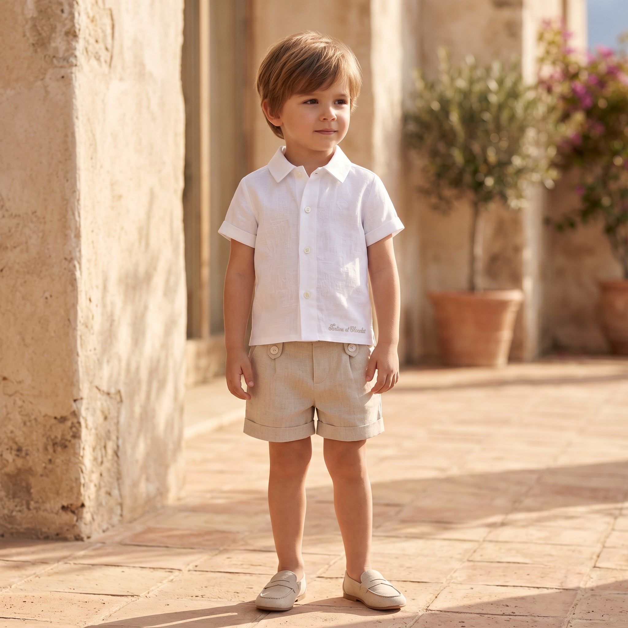 Boys White Linen Shirt