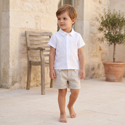 Boys White Linen Shirt