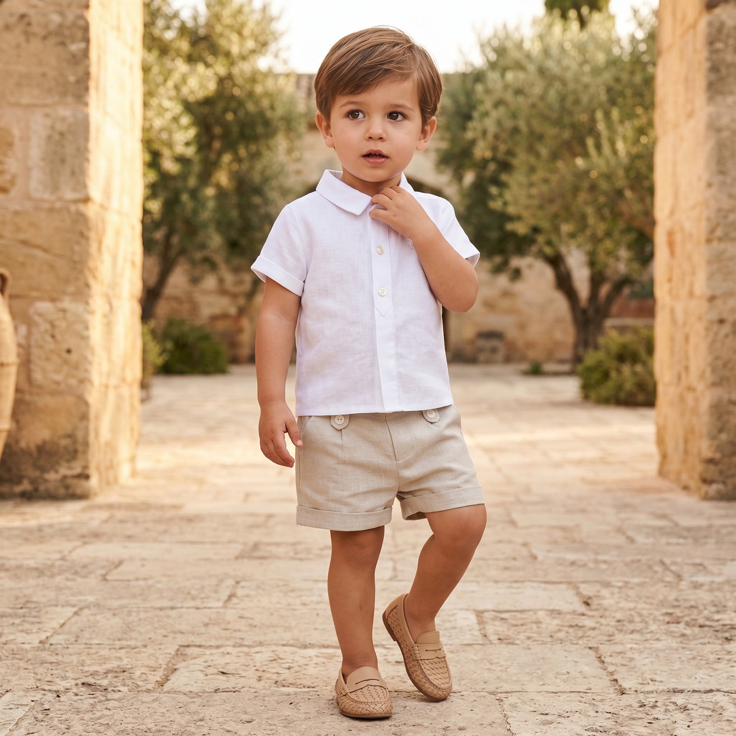 Boys White Linen Shirt