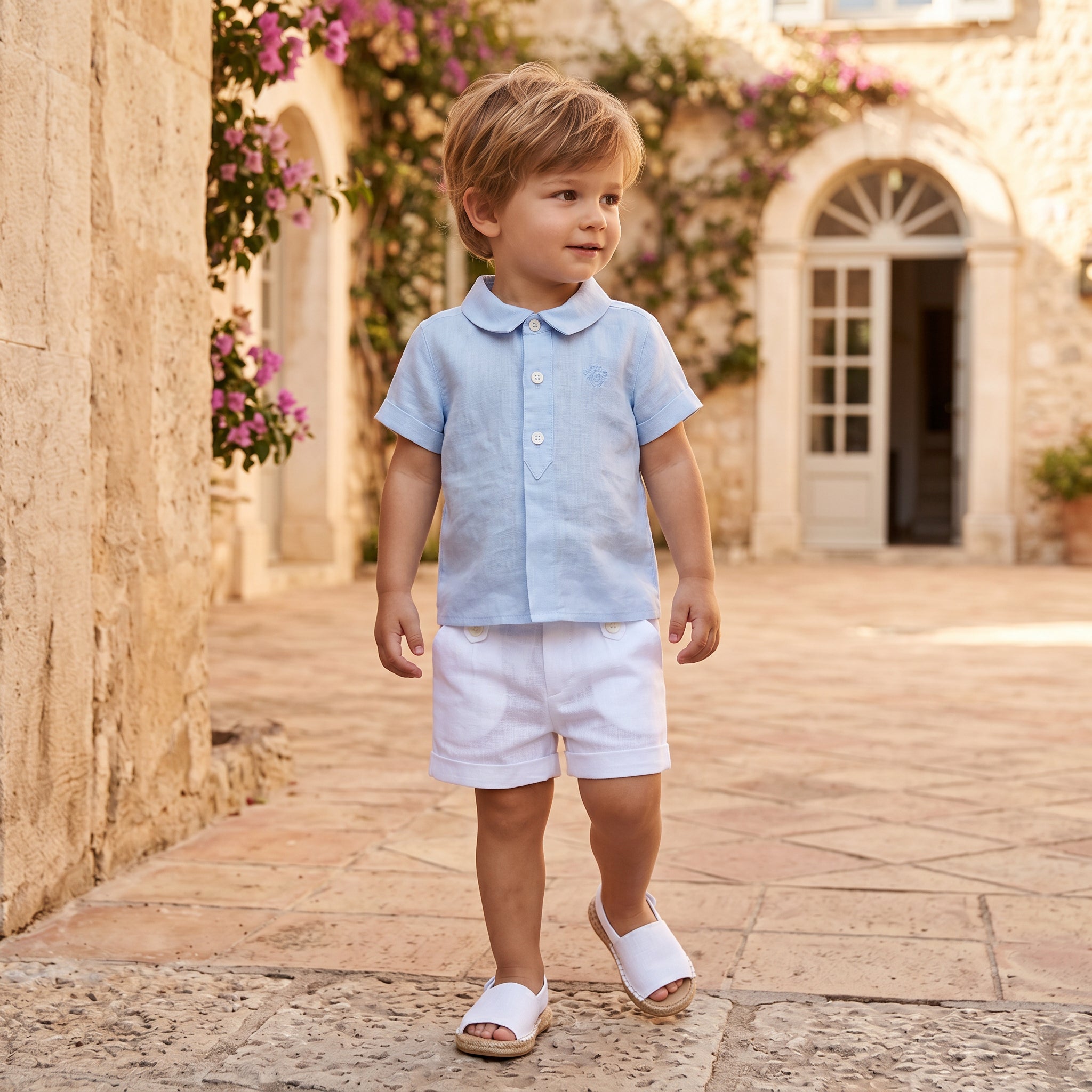 Boys Sky Blue Linen Shirt