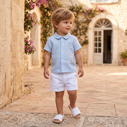Boys Sky Blue Linen Shirt