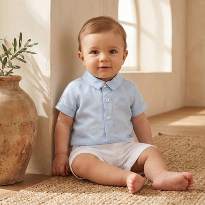 Boys Sky Blue Linen Shirt