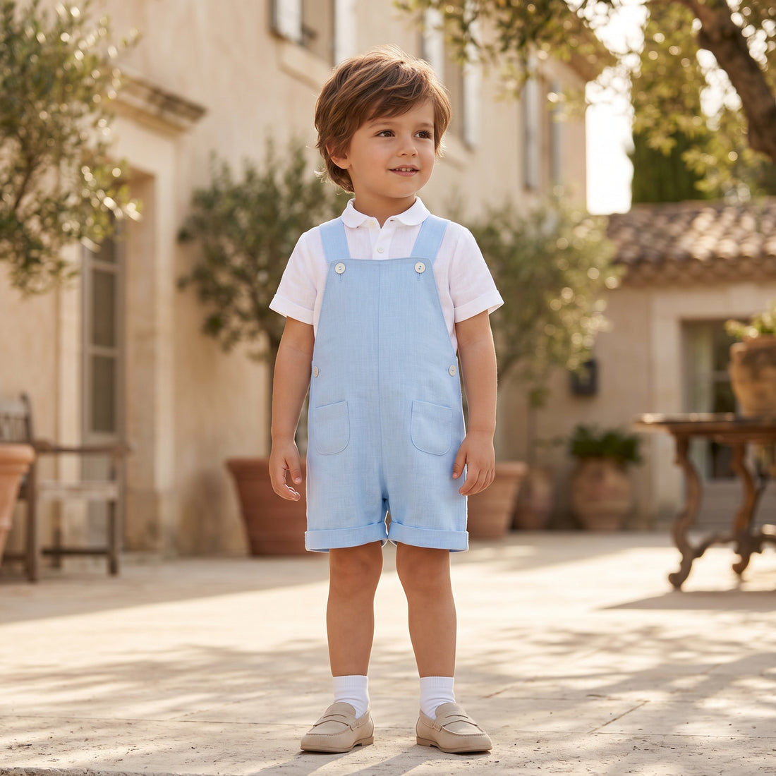 Boys Blue Cloud Linen Ceremony Jumpsuit