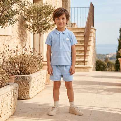 Boys Blue Cloud Striped T-Shirt &amp; Shorts Set