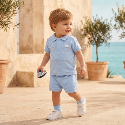 Boys Blue Cloud Striped T-Shirt &amp; Shorts Set