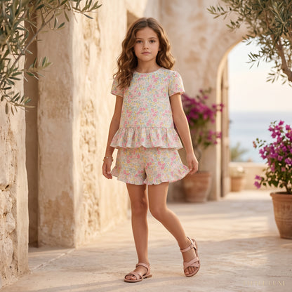 Girls Citrus Liberty Print Short Set