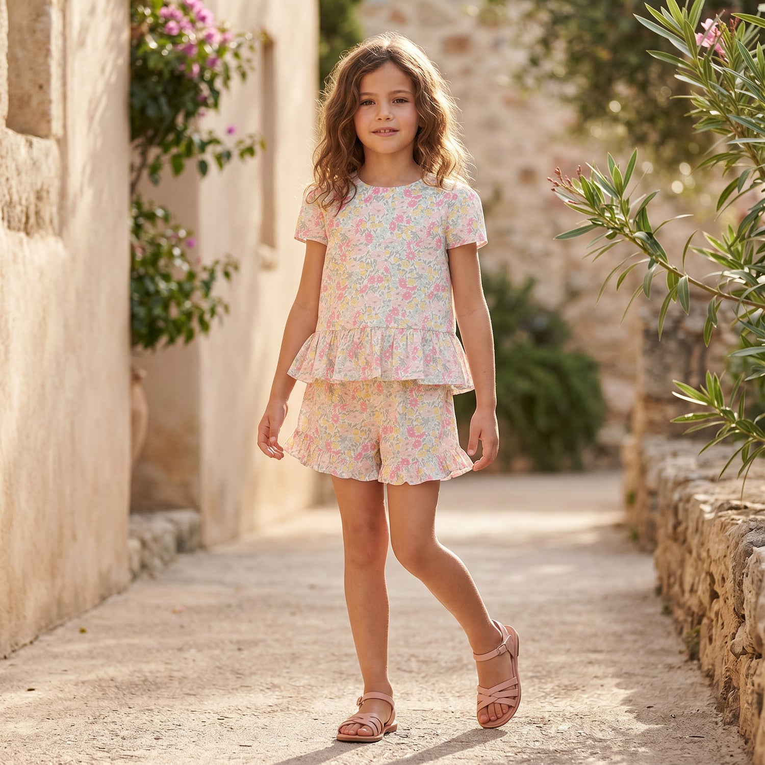 Girls Citrus Liberty Print Short Set