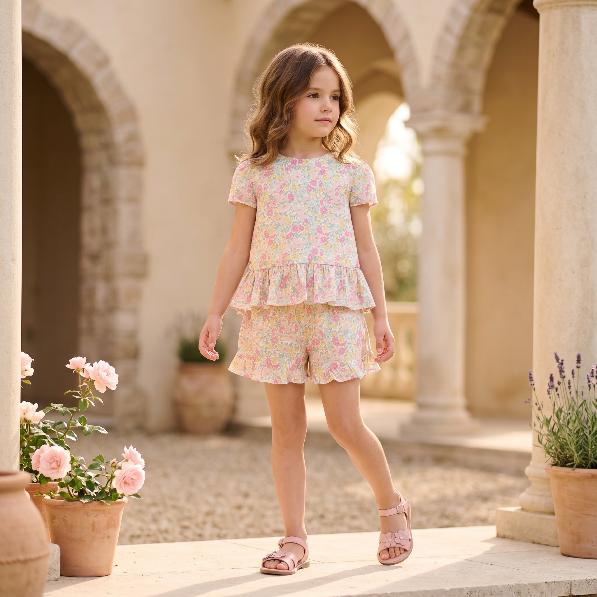Girls Citrus Liberty Print Short Set