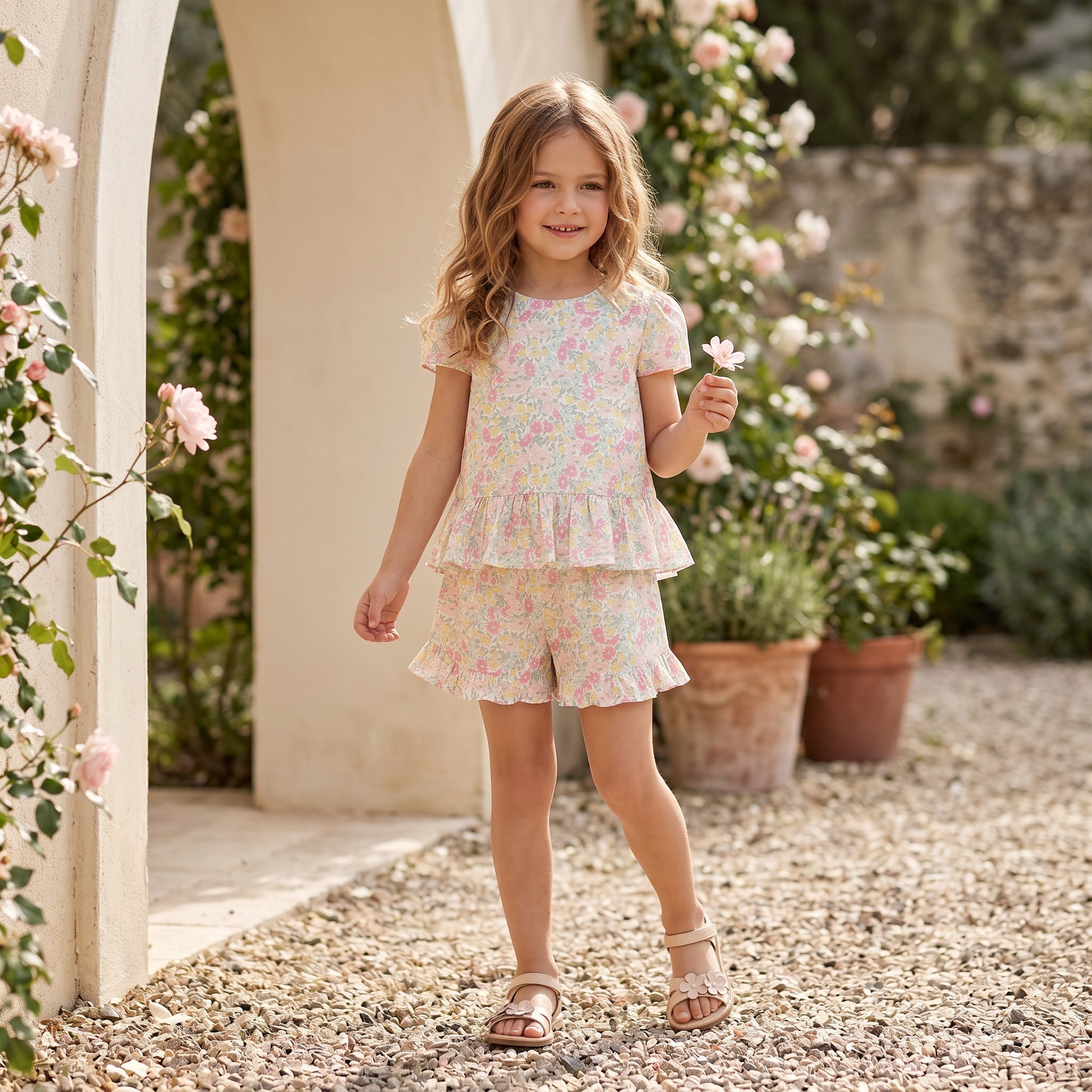Girls Citrus Liberty Print Short Set