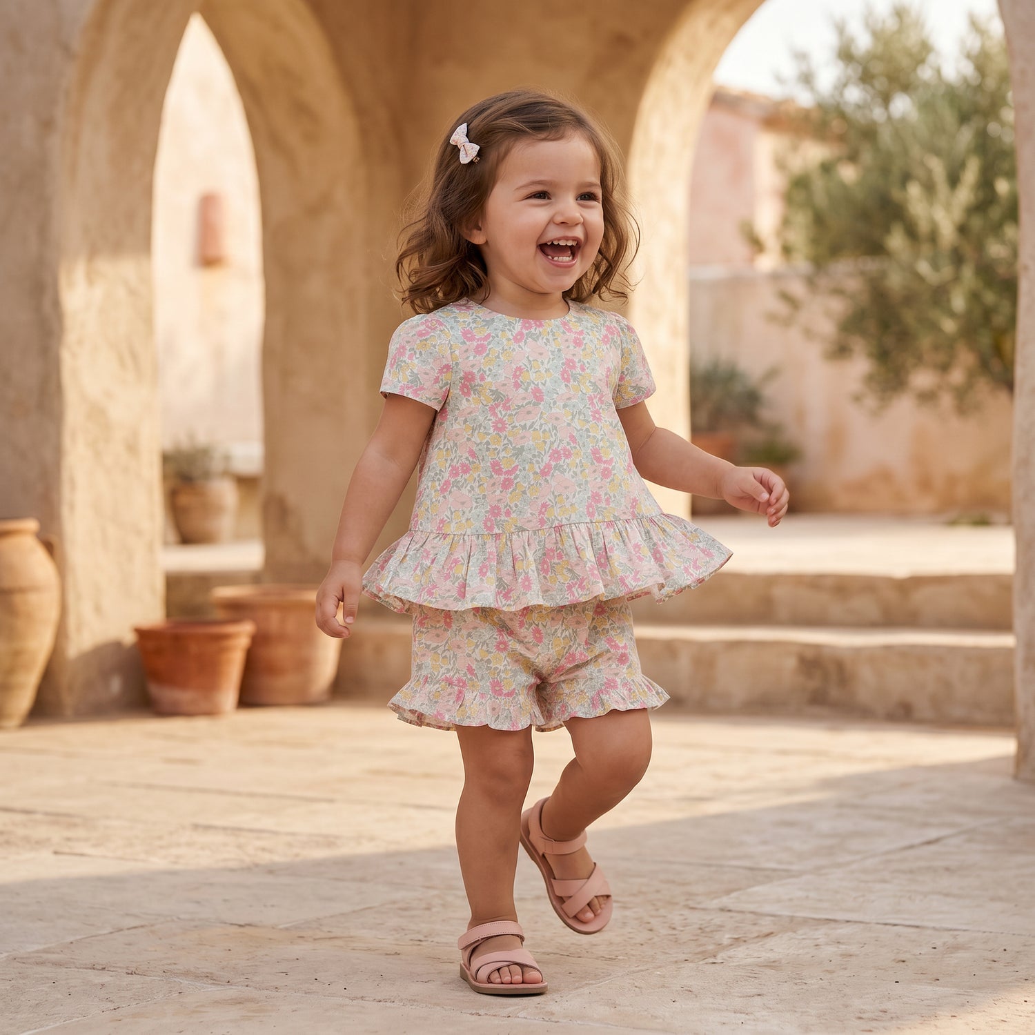 Girls Citrus Liberty Print Short Set