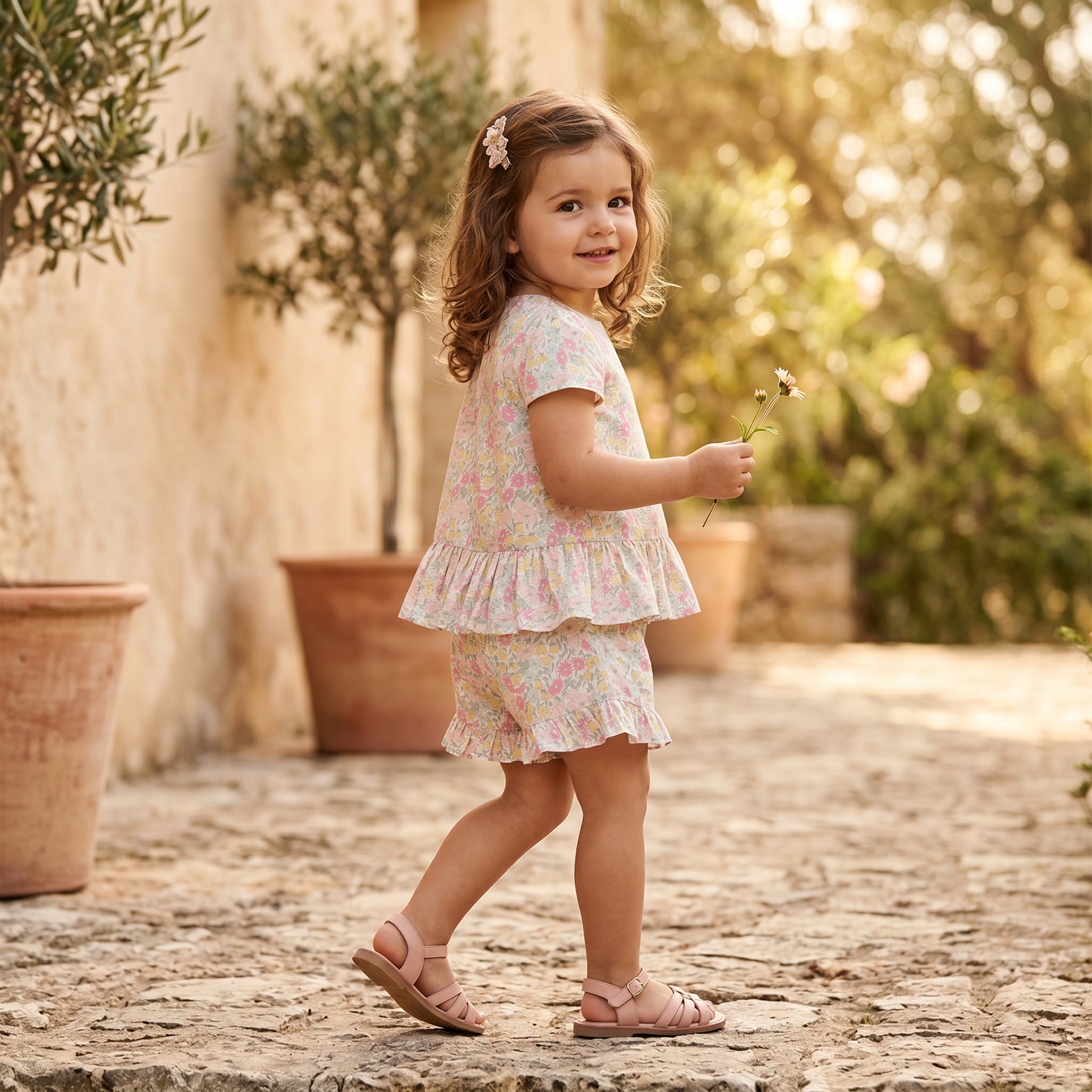 Girls Citrus Liberty Print Short Set