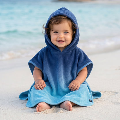 Girls Mazarine Blue Organic Cotton Beach Cover-Up Poncho
