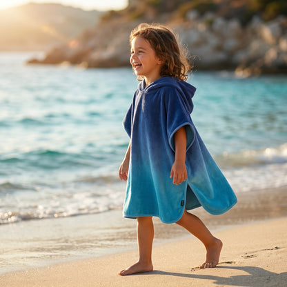 Girls Mazarine Blue Organic Cotton Beach Cover-Up Poncho
