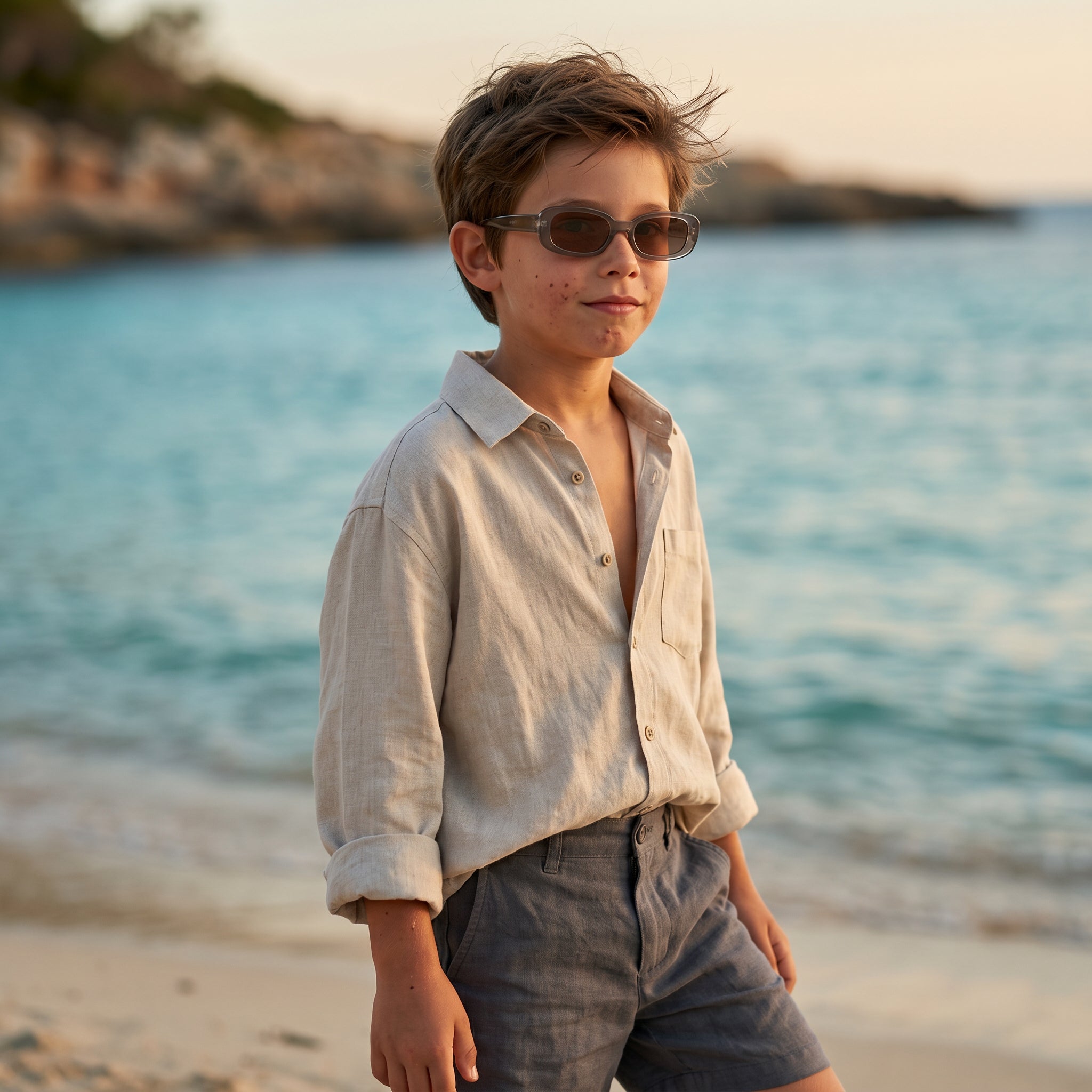 Boys Selah Black Oval Sunglasses
