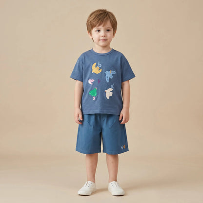 Girls Blue Graphic T-Shirt &amp; Shorts Set Sol Vera