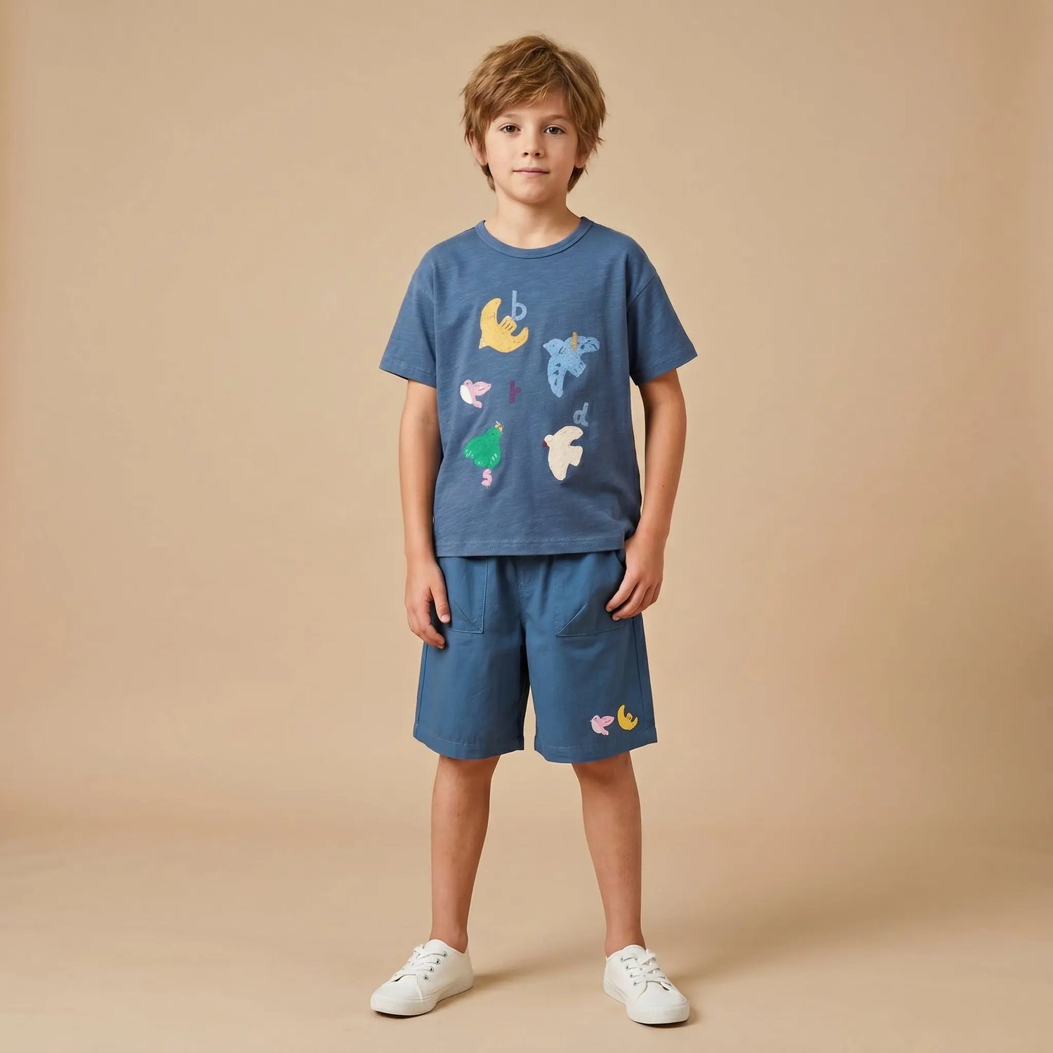 Girls Blue Graphic T-Shirt &amp; Shorts Set Sol Vera
