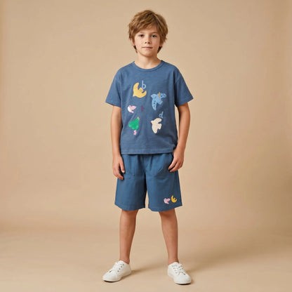 Girls Blue Graphic T-Shirt &amp; Shorts Set Sol Vera
