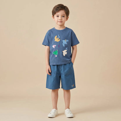 Girls Blue Graphic T-Shirt &amp; Shorts Set Sol Vera