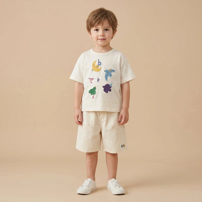 Girls Cream Graphic T-Shirt &amp; Shorts Set Sol Vera