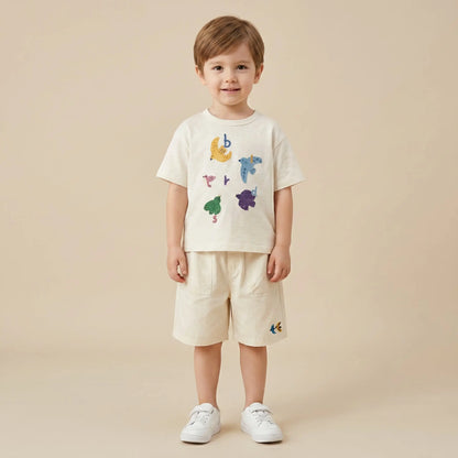 Girls Cream Graphic T-Shirt &amp; Shorts Set Sol Vera