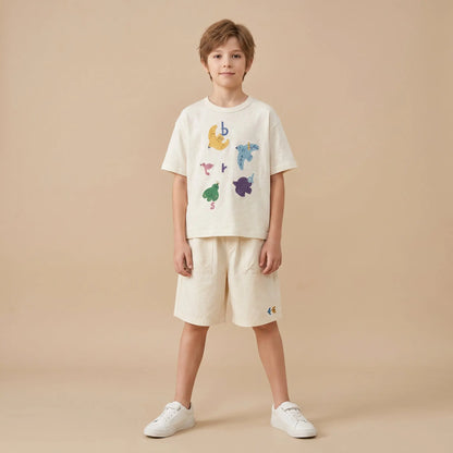 Girls Cream Graphic T-Shirt &amp; Shorts Set Sol Vera