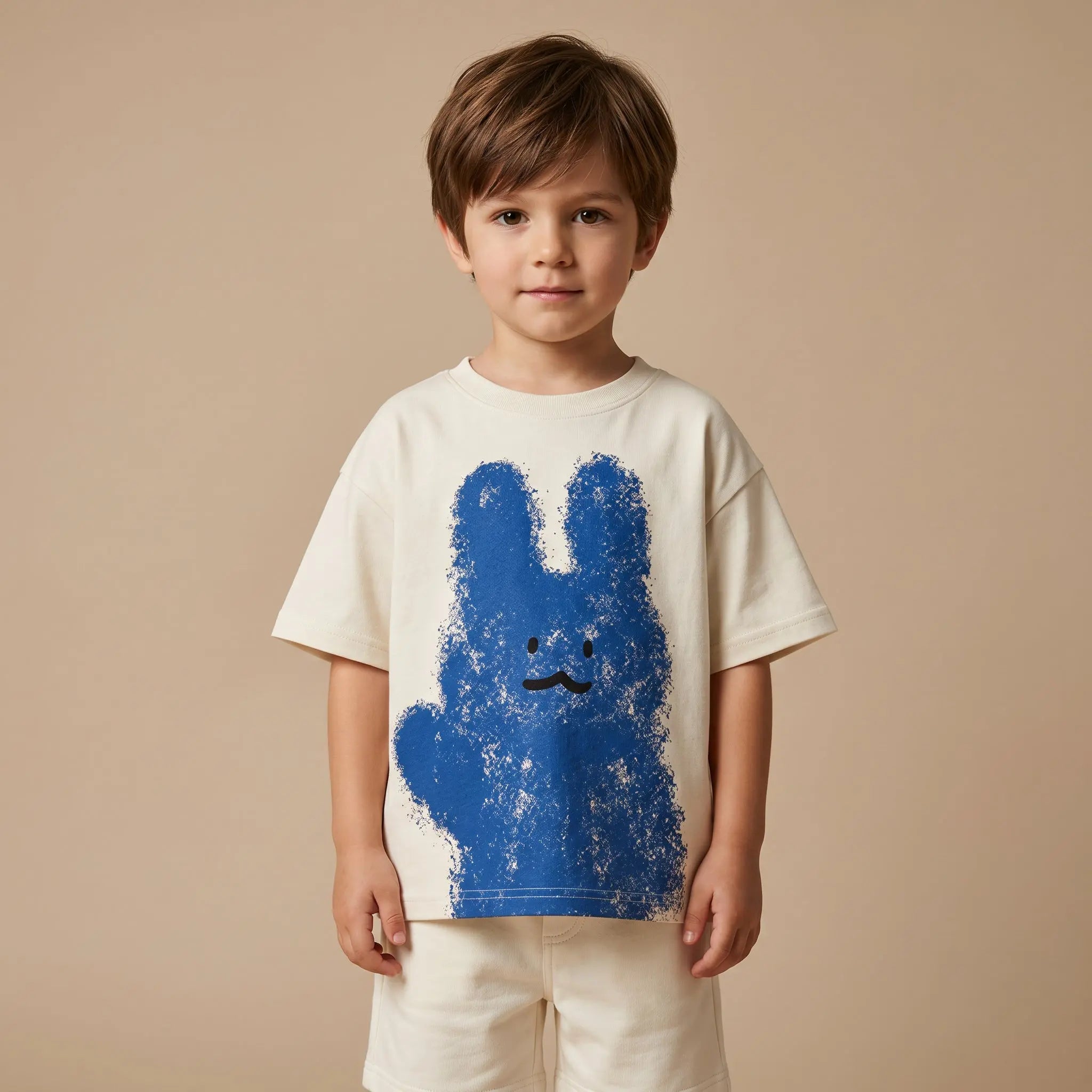 Boys White Bunny Graphic T-Shirt Sol Vera