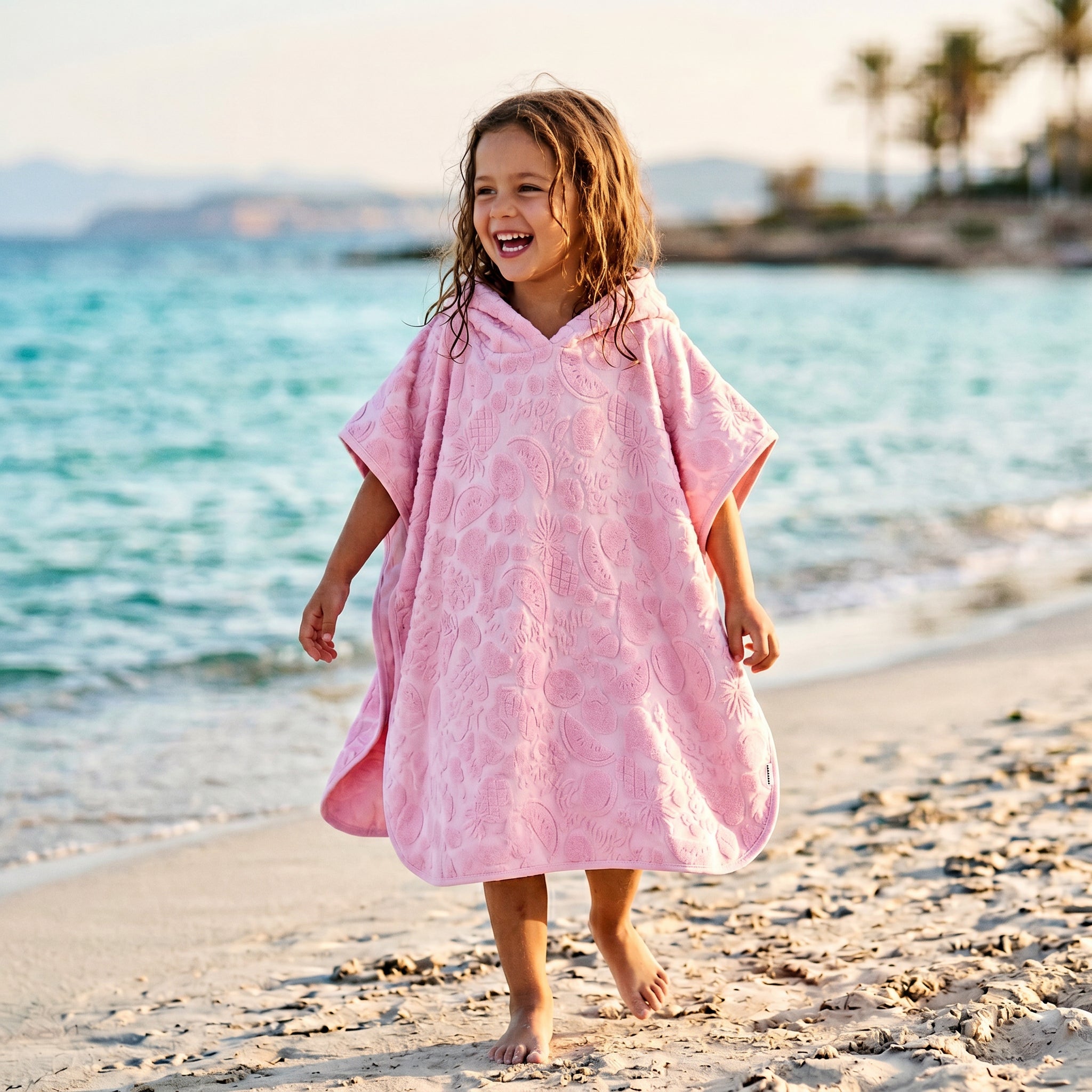 Girls Fruity Towel Beach Cover-Up Poncho