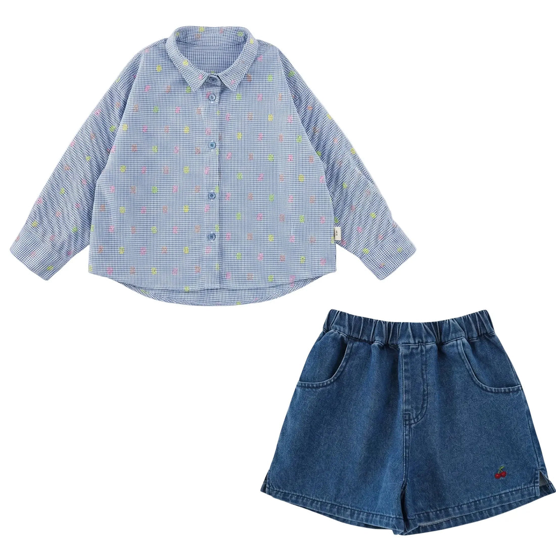Girls Blue Shirt &amp; Denim Shorts Set Sol Vera