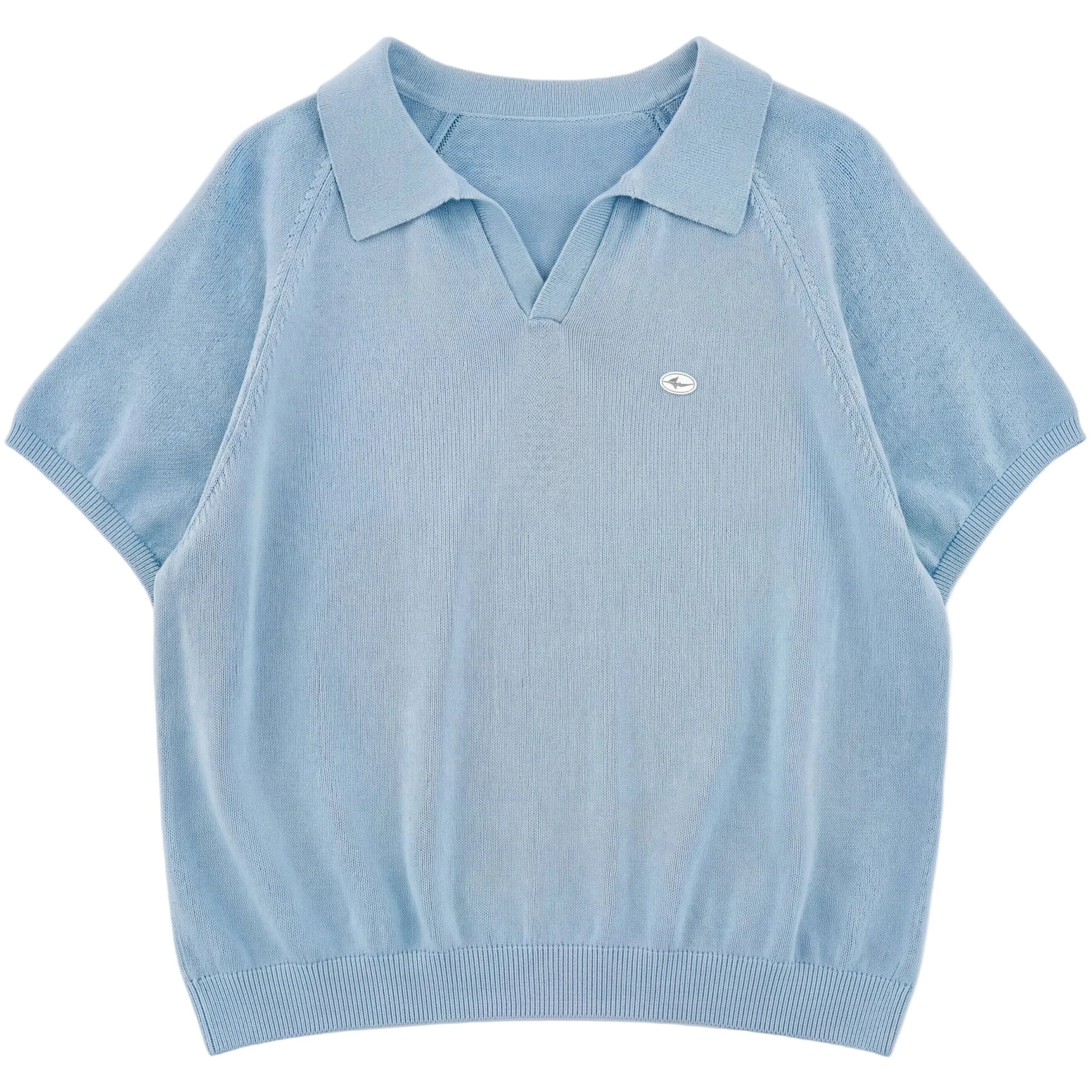 Boys Blue Knit Polo Shirt Sol Vera