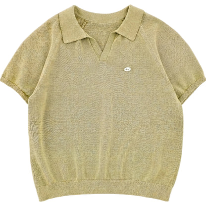 Boys Olive Green Knit Polo Shirt Sol Vera