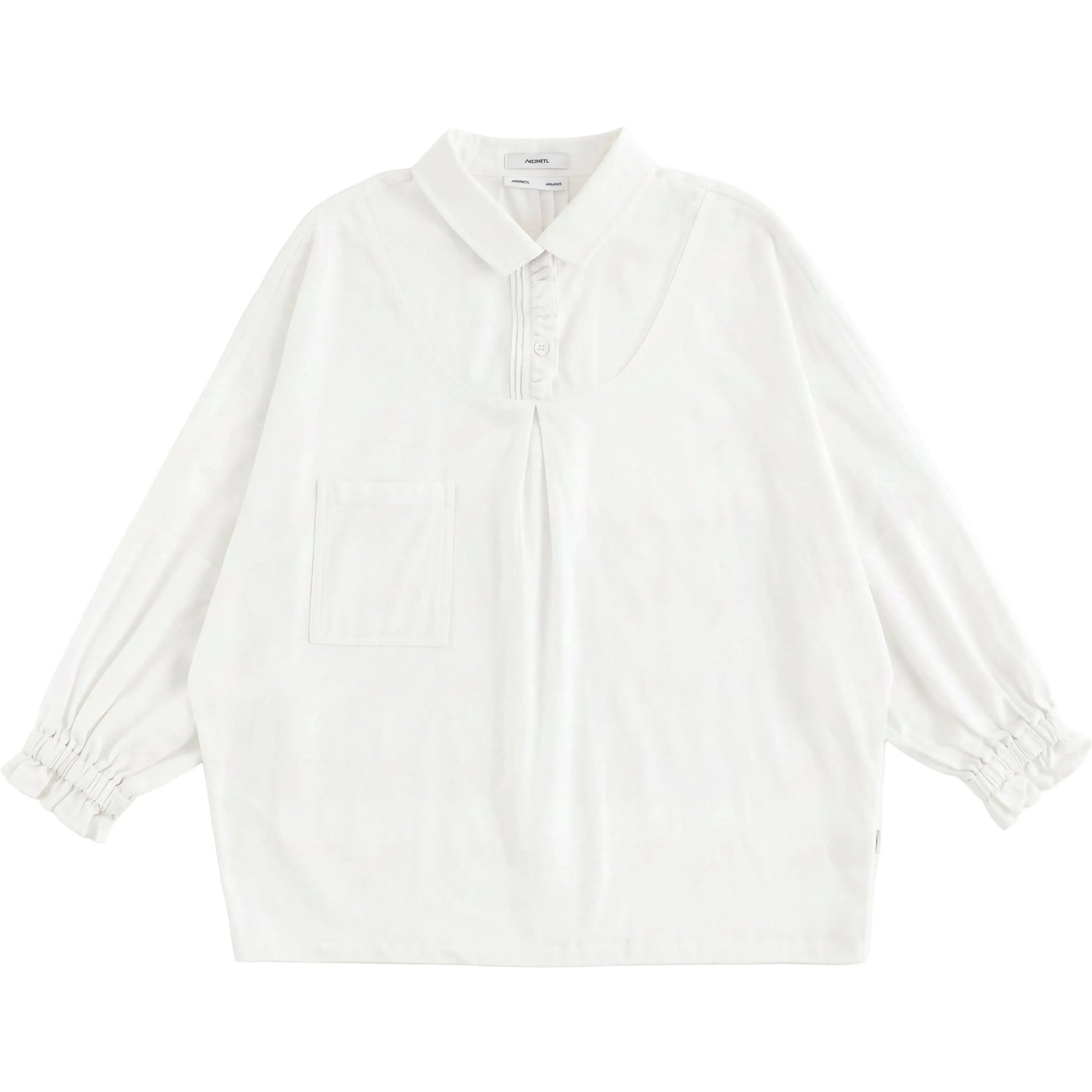 Girls White Long Sleeve Shirt with Pocket Detail Sol Vera