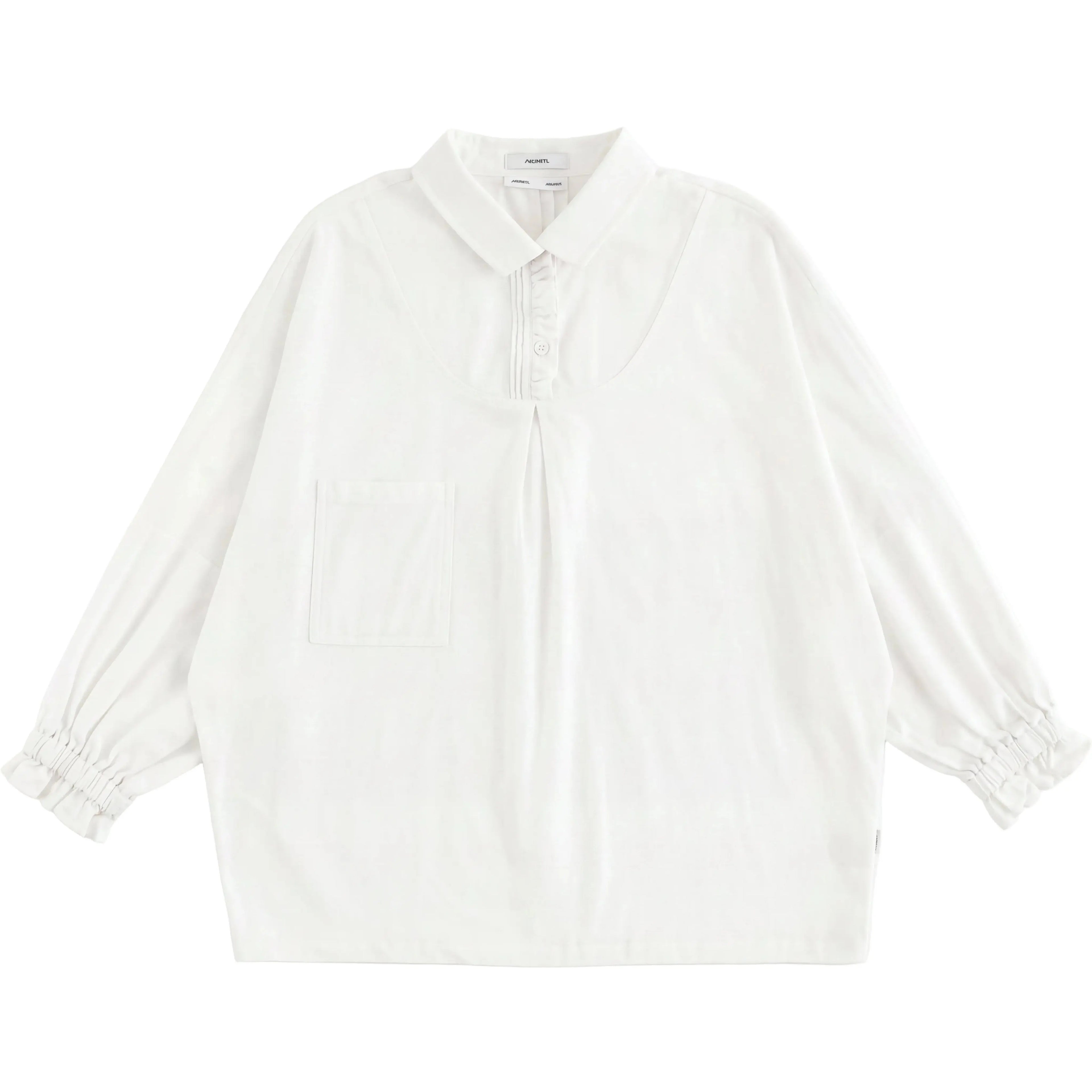Girls White Long Sleeve Shirt with Pocket Detail Sol Vera