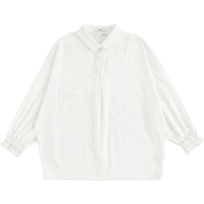 Girls White Long Sleeve Shirt with Pocket Detail Sol Vera