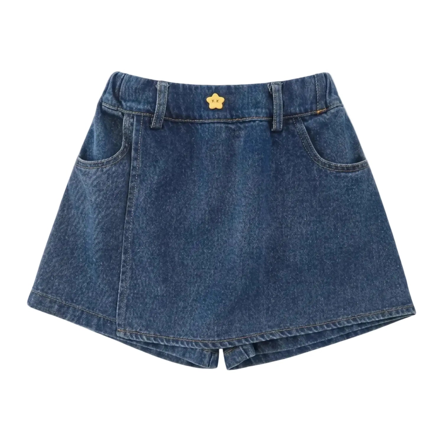 Girls Blue Denim Skirt with Built-In Shorts Sol Vera