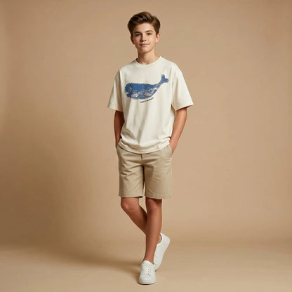 Boys White Whale Graphic T-Shirt Sol Vera