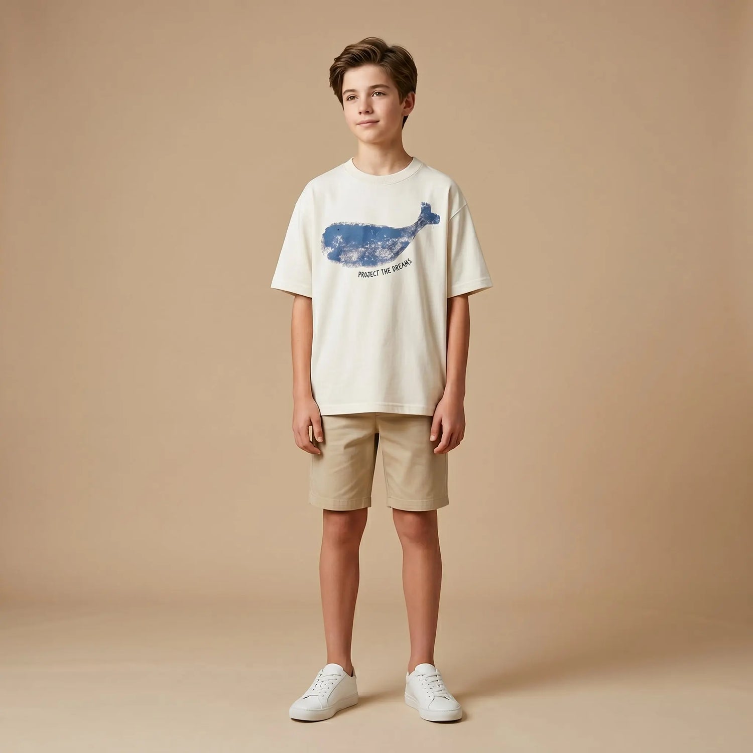 Boys White Whale Graphic T-Shirt Sol Vera