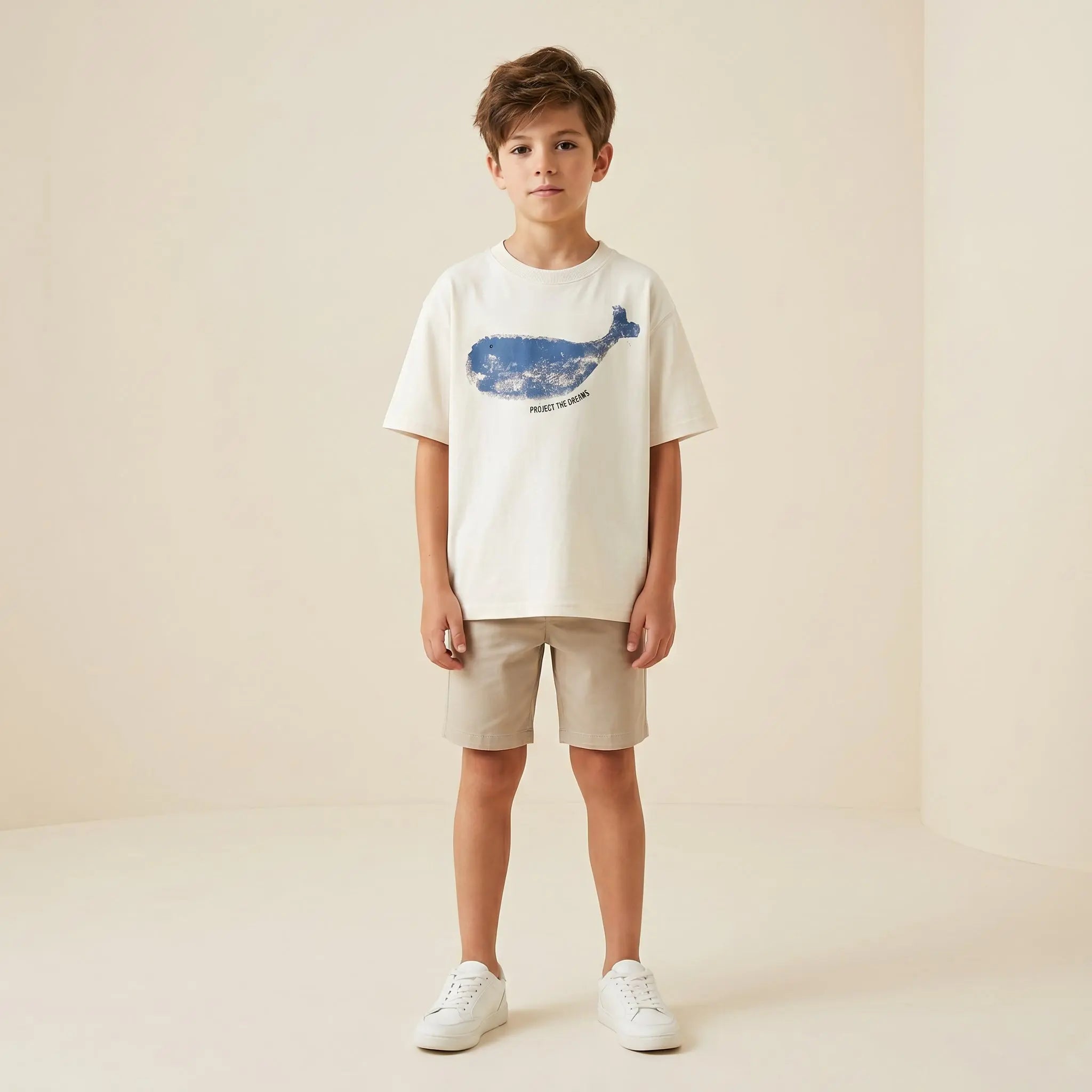 Boys White Whale Graphic T-Shirt Sol Vera