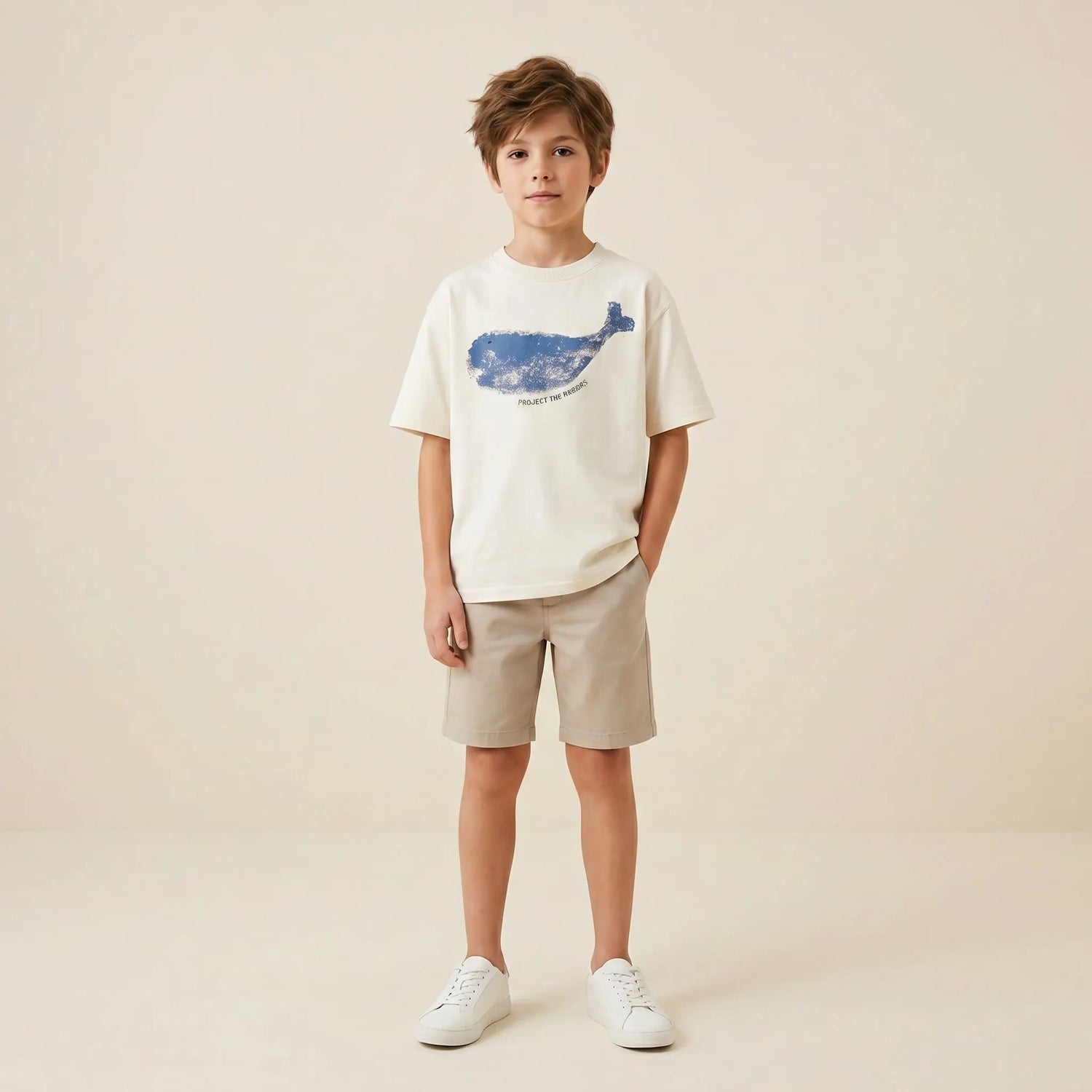 Boys White Whale Graphic T-Shirt Sol Vera