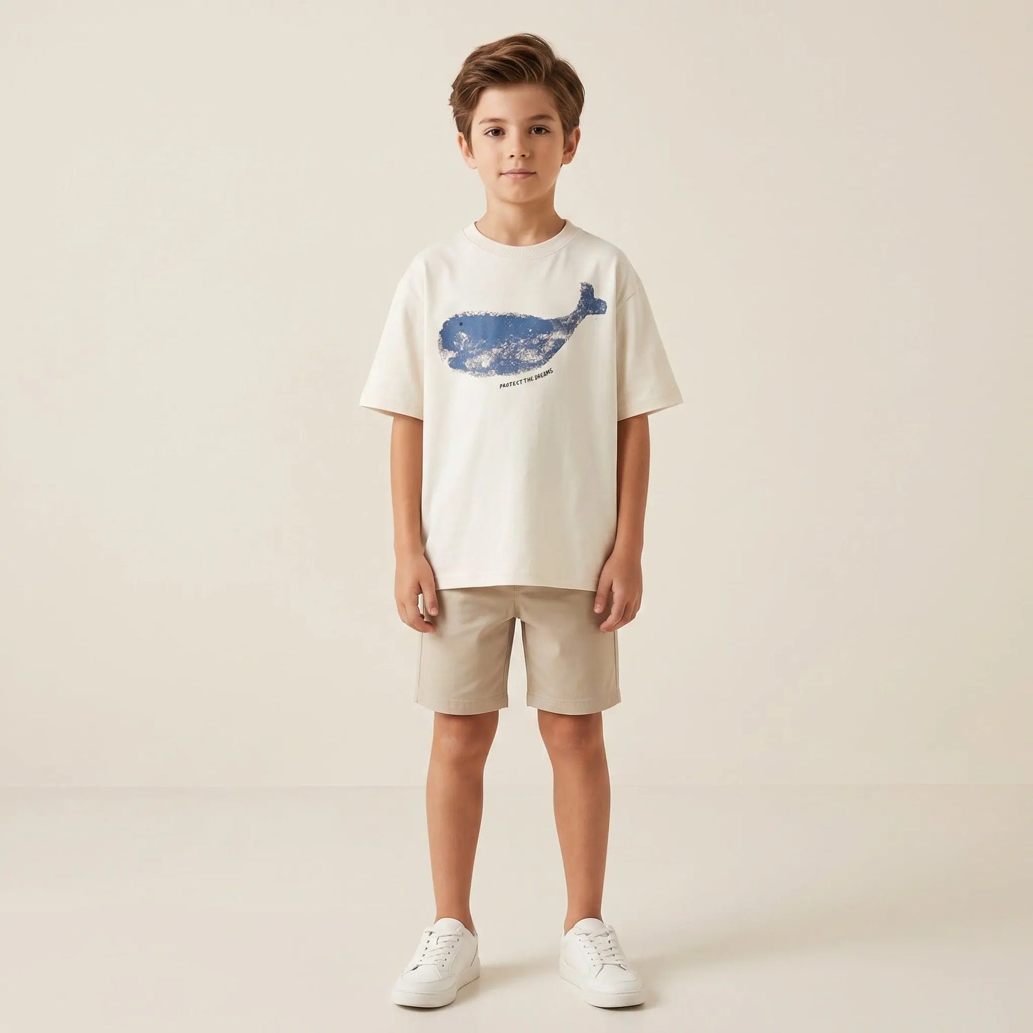 Boys White Whale Graphic T-Shirt Sol Vera