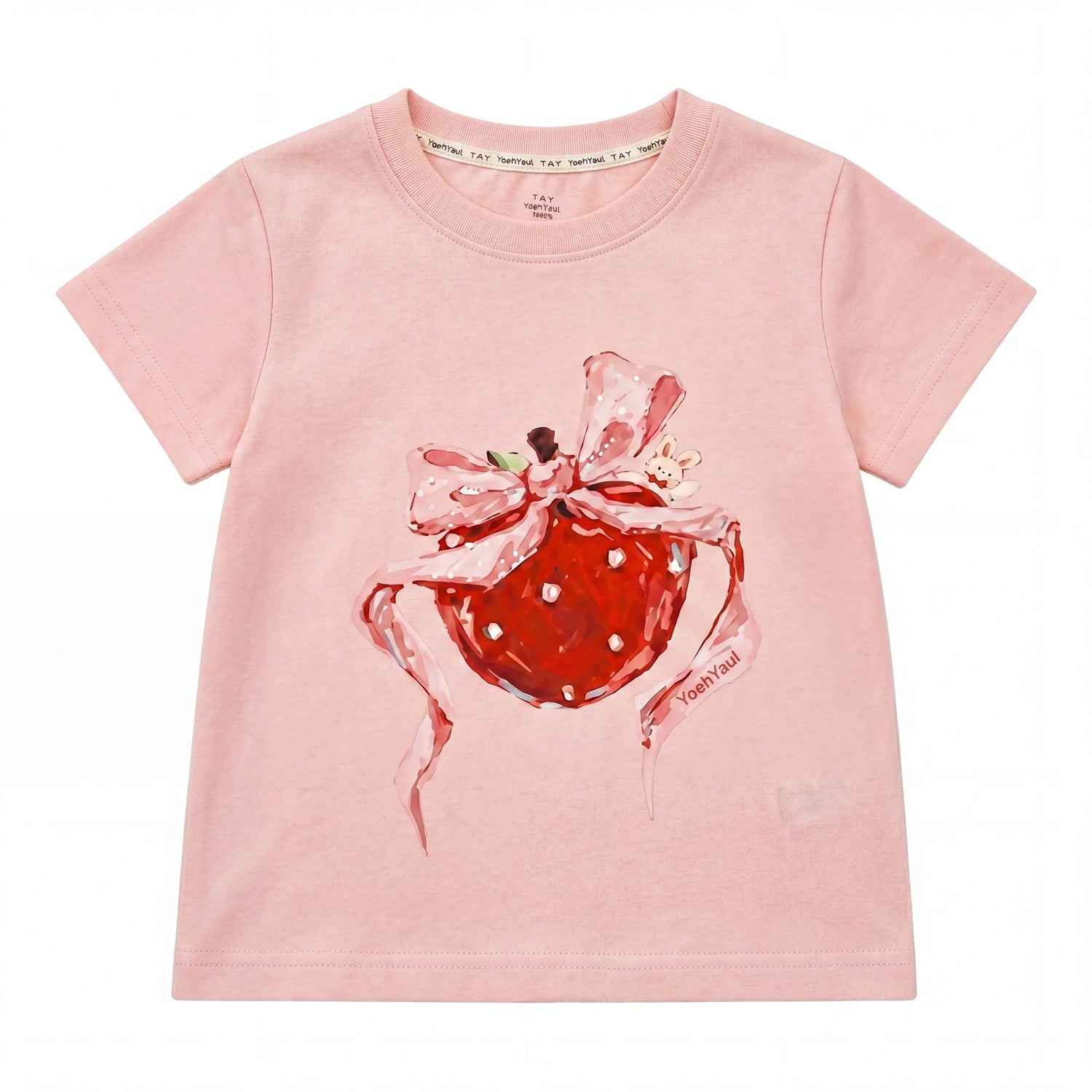 Girls Pink Strawberry Graphic T-Shirt Sol Vera